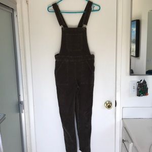 Olive green/brownish corduroy overalls-
